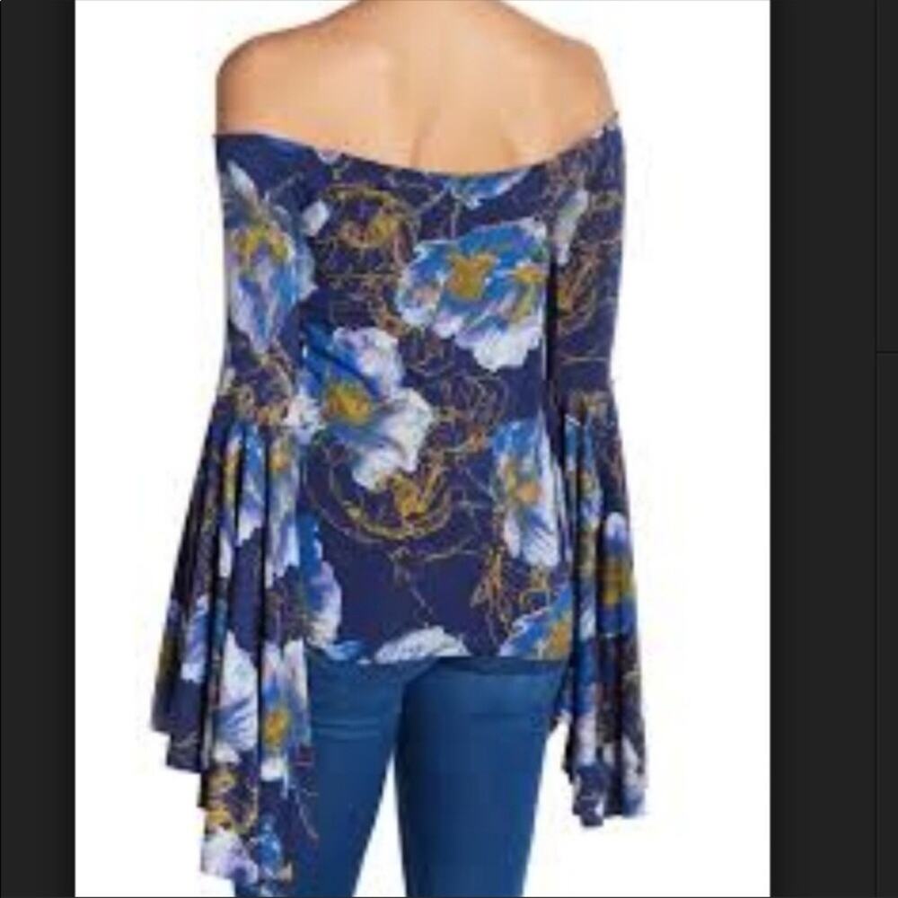 NWT Free People Navy Poppy Floral Off Shoulder Top Small - Picture 6 of 6
